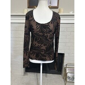 Y2K Top Size Medium Semi Sheer Mesh Printed Velvet Whimisgoth Vampy Long Sleeve